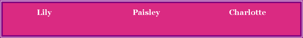 Text Box: Lily                                          Paisley                                    Charlotte